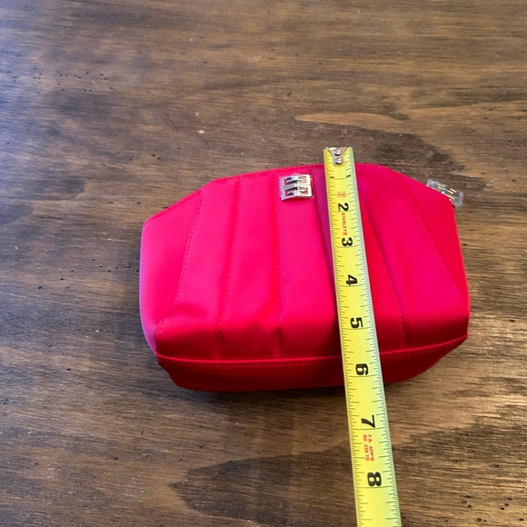 New GIVENCHY Women's Cosmetic Bag Red Silver Zippered Red Satin - Picture 12 of 14